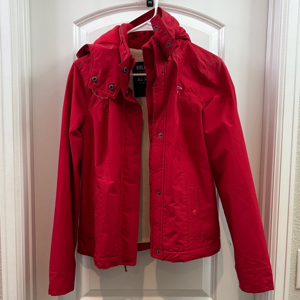 Hollister California All- Weather Jacket Vibrant Red Outerwear
